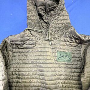 Grunt Style Puffer Hoodie Pullover Polyester Army Green Size Large